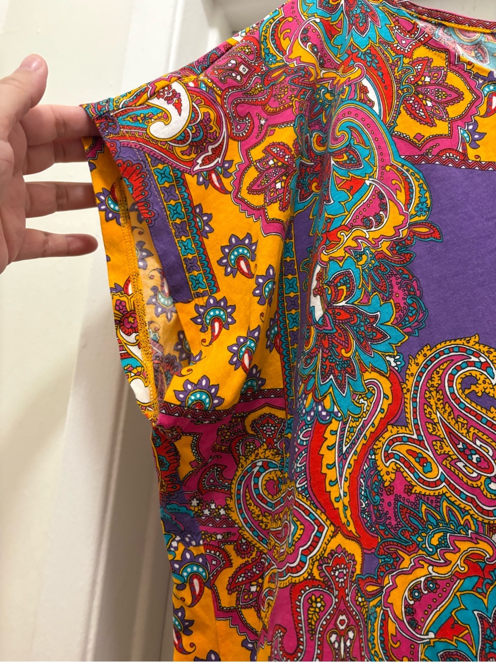 Ralph Lauren Multicolor Paisley Short Sleeve Top Women’s Size XL Boho, Vacation - Picture 4 of 6